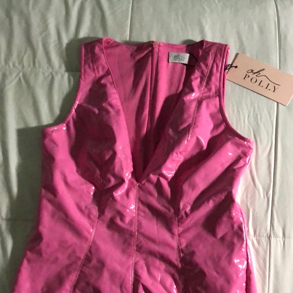 Oh Polly Fuchsia V-Neck Dress